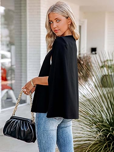 Women's Cape Blazer Split Long Sleeve Open Front Blazer Jacket Business Casual Suit Tops Cardigan Coats4