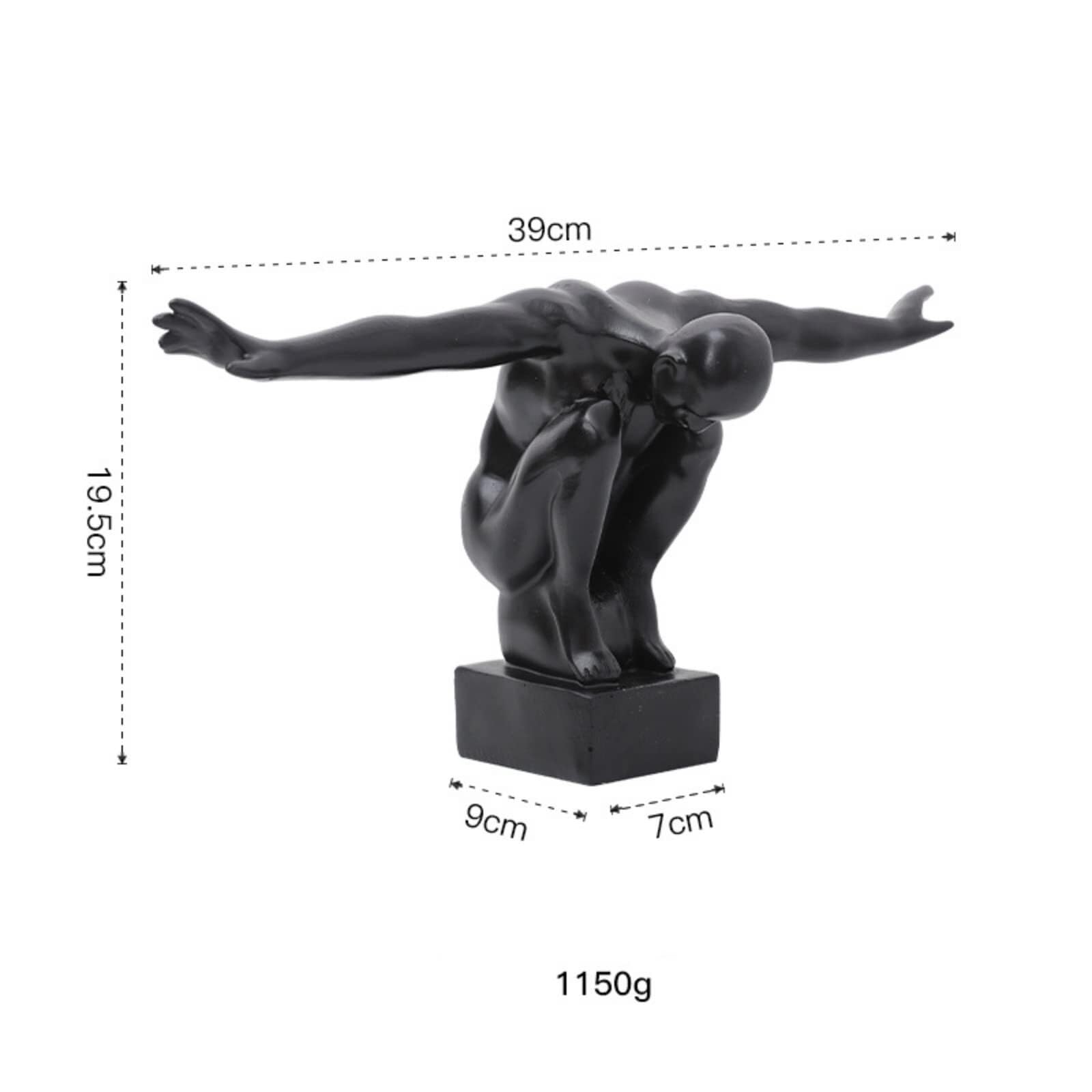 Regalos de inauguración Folleto de Resina Negra, Arte Corporal, estatuilla Mesa, Estatua Jugador Buceo Deportivo, Estudio Oficina Decoración única