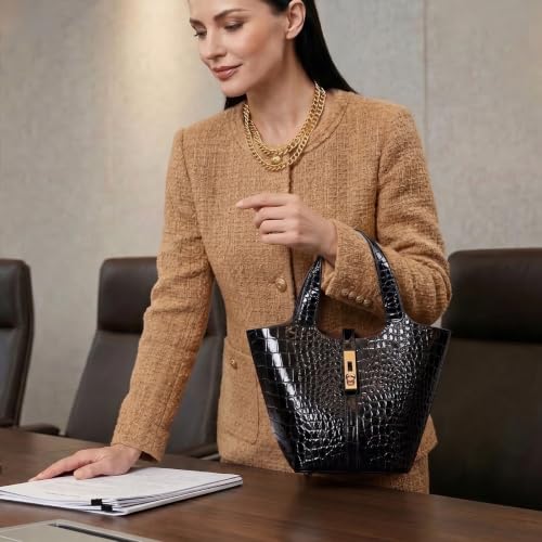 Image of Tote Bag for Women Vegan Leather Bucket Purse for Women Top Handle Handbag Shoulder Bag with Detachable Small Purse