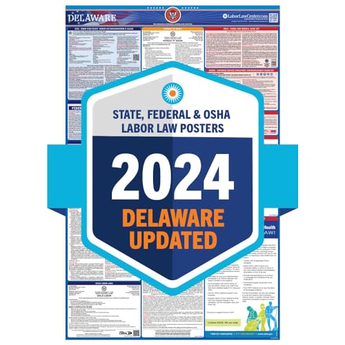 Amazon.com : 2024 Latest Delaware Labor Law Poster - State, Federal, OSHA  Compliant - Workplace Required Posting for Employees - English Employment  Poster- UV Laminated Waterproof - 25.5" x 40”- English : Prints : Office  Products