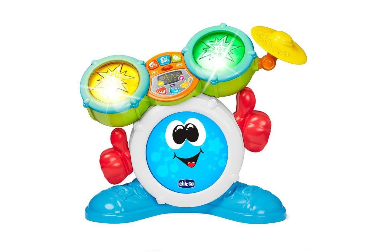 Chicco Batterie Rock Band, Batterie pour Enfants, Instruments de Musique Electronique Évolutifs avec 4 types de Musique et Jeux de Lumières, Jouets Musicaux pour Enfants de 1 à 4 Ans