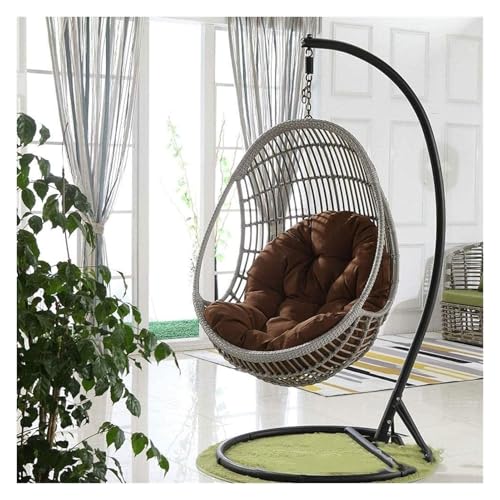 Fodalob Sedia a Dondolo a Forma di Uovo, Grande Cuscino Rotondo for Altalena, Cuscini Lavabili for Sedia sospesa con Cuscino, for mobili da Giardino e Patio da Esterno/Interno - Marrone, 90x120 cm