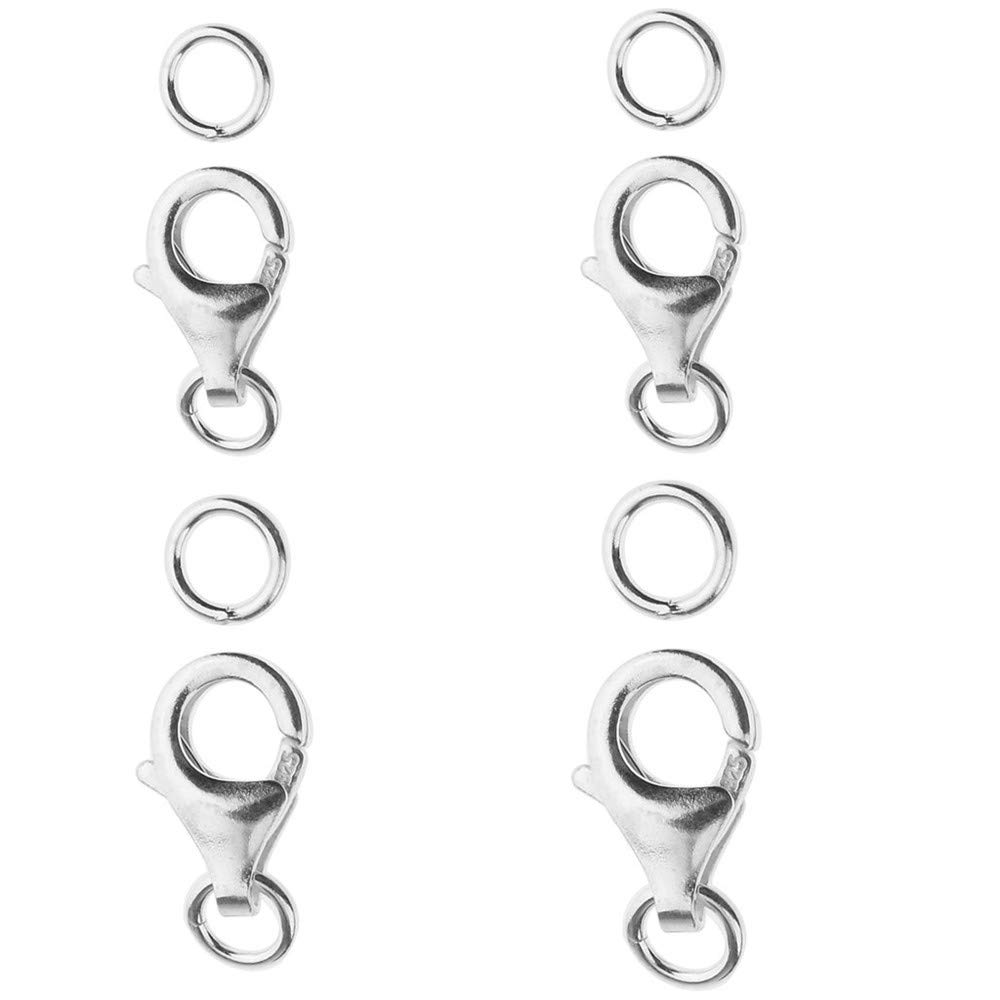 1 pezzo Chiusura a moschettone in argento sterling 925 per gioielli fai da te - Argento, 8mm Migliore Scelta