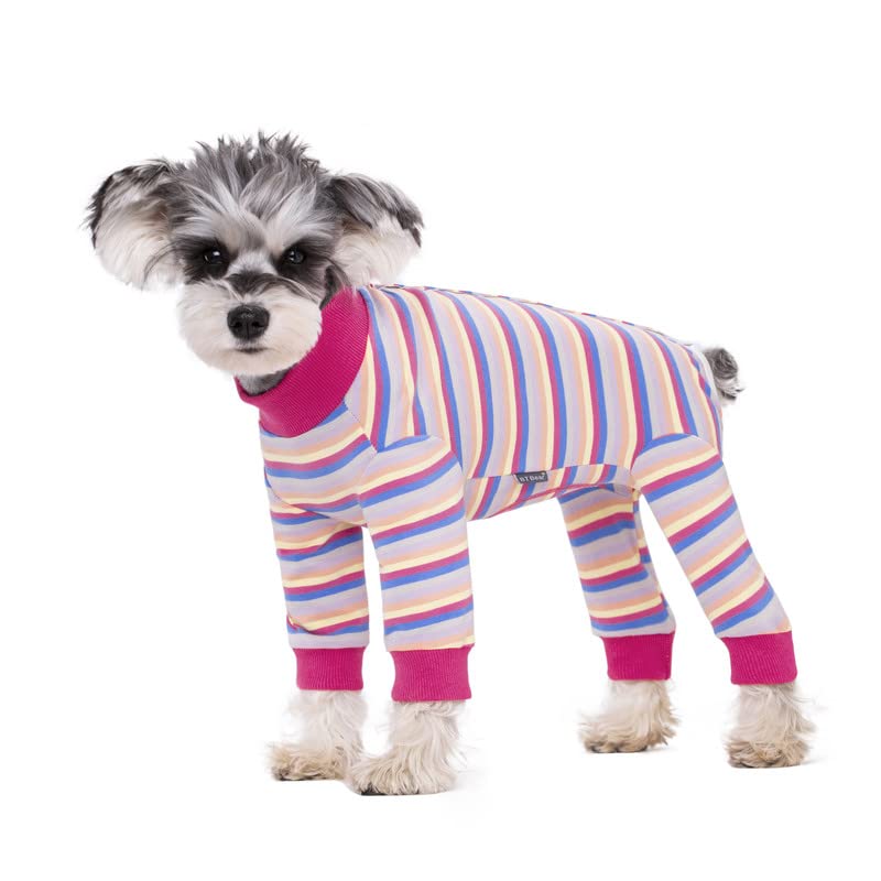 Image of Dog Surgery Recovery Suit for Small Dogs, 4-Legged Dog Onesie After Surgery with Back Snaps, Breathable Cotton Spay and Neuter Bodysuit for Female and Male Dogs