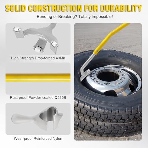 Image of YELLOW JACKET Tire Mount Demount Tool, 22.5 to 24.5 inches, 3PCS Tire Changer Demount Tool Adapted to Aluminum and Steel Rims, with Extra Bead Keeper, Tire Changing Tools for Car Repairing, Yellow