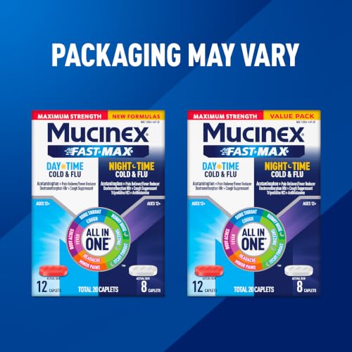 Mucinex Fast-Max Maximum Strength Day & Night Cold and Flu Medicine for Adults, Powerful Over-the-Counter Medication for Cold & Flu Symptoms, Fast Release Caplets, 20 Count - image 9