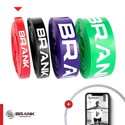 BRANK SPORTS Banda elástica de Deporte para musculación y Fitness, Banda de Resistencia Ideal para la Movilidad y Ayuda a los suéteres en Crossfit o Street Workout (1-Rojo)