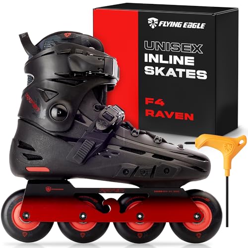 Flying Eagle F4 Raven Freeskates - Inline Skates Adult, Inline Speed Skates for Adults, Outdoor Roller Skate, Skating Shoes, Rollerskates Adult - Black Fire, Men's Size: 8 US / 41 EU