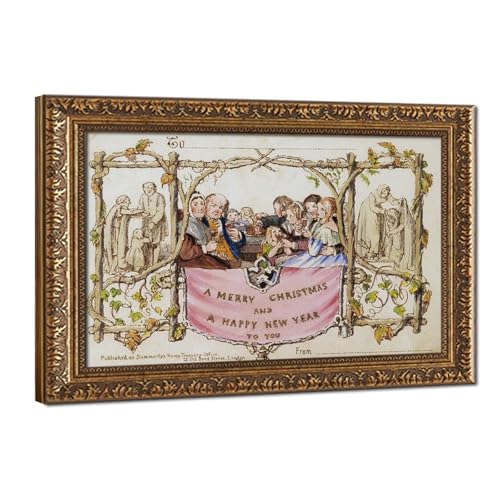 Cadre à suspendre The First Christmas Card 1843 cadeau idéal fêtes