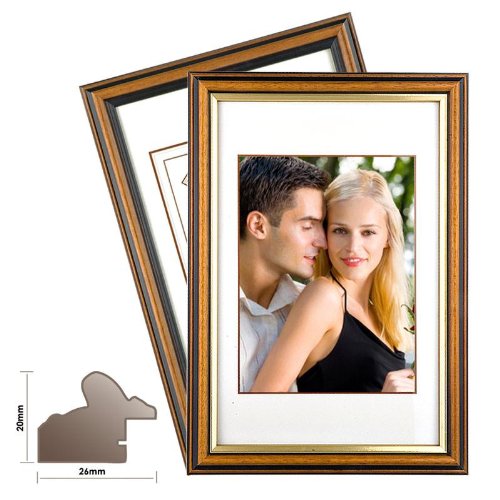 Cadre bois BEVERLY noyer bord d or 40 x 50 cm encadrement mural photo poster