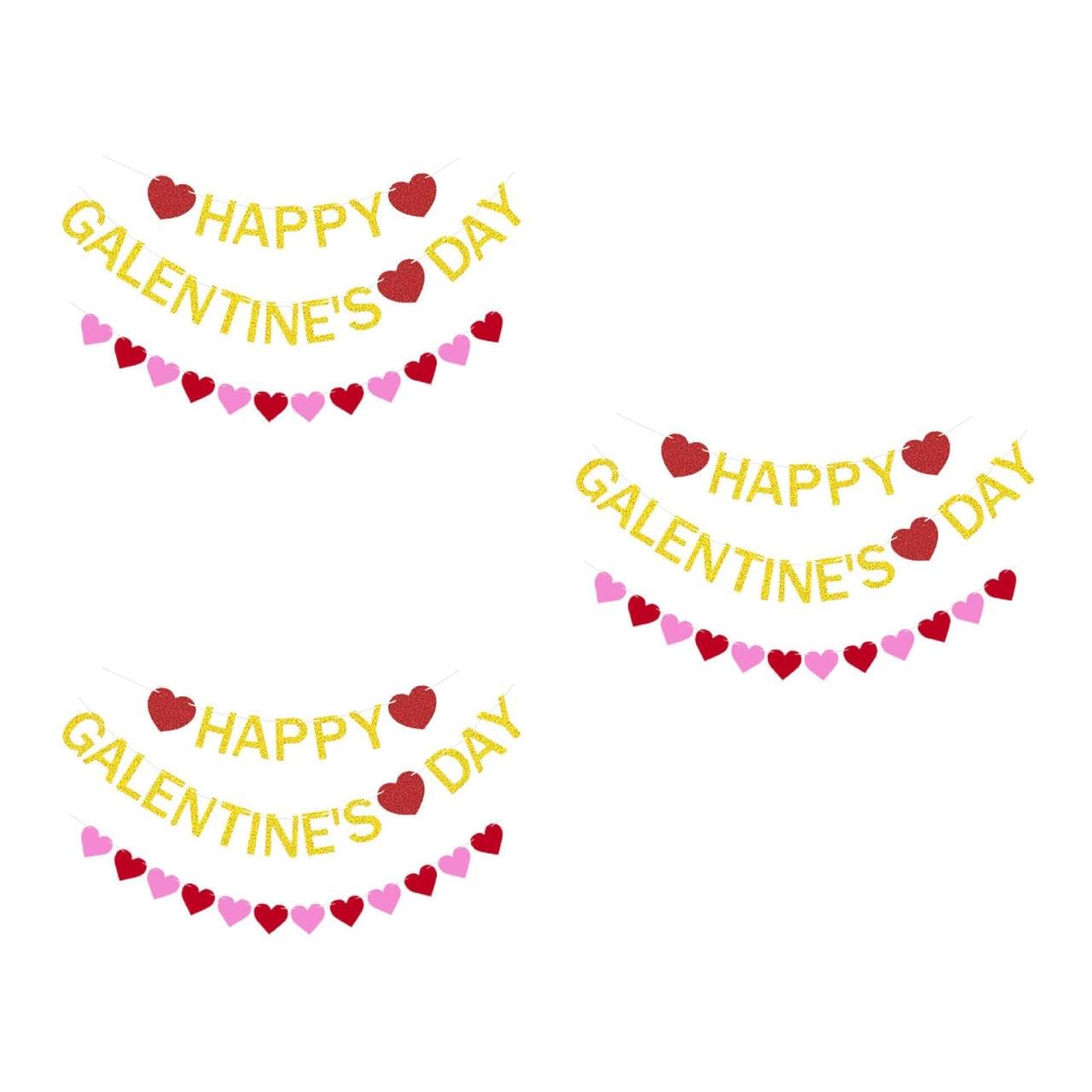 PRETYZOOM 3sätze Herzförmige Girlanden Aus Papier Und Filz Mit Glitzernden Hängedekorationen Für Romantische Anlässe Wie Valentinstag Hochzeiten Oder Geburtstagsfeiern