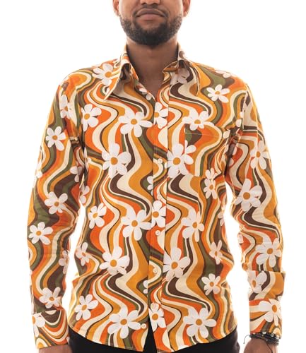 Chemise années 70 homme Comycom à fleurs pour vos soirées rétro et festivals