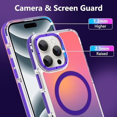 Image of Magnetic Case for iPhone 16 Pro Max [Compatible with Magsafe] [Cute Fashion Fluorescent Design] [1 Screen Protector] Slim Translucent Matte Cover for iPhone 16 Pro Max 6.9 inch 2024, Purple