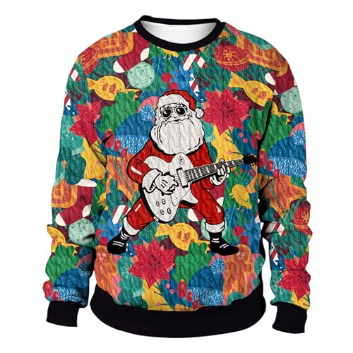 Eciodci Unisex Christmas Ugly Sweatshirt 3D Christmas Tree Xmas Lights Print Pullover Long Sleeve Sweatshirts for Merry Party