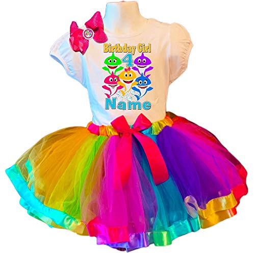 Shark Birthday Party Dress 4th Birthday Tutu Outfit Shirt