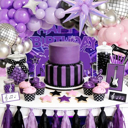 Image of JOGAMS 171Pcs Dark Kpop Balloons Arch Kit, Black Pink Purple Chrome Silver Disco Balloons for Kpop Fan Concert Music Birthday Party Photo Backdrop