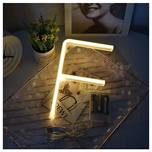 Image of LED Warm White Neon Letters Sign Night Lamps Light up Alphabet Neon Signs Battery /USB Operated Wall Decorative Lights for Wedding Birthday Party Christmas Anniversary Home Bar Club Decoration(F)
