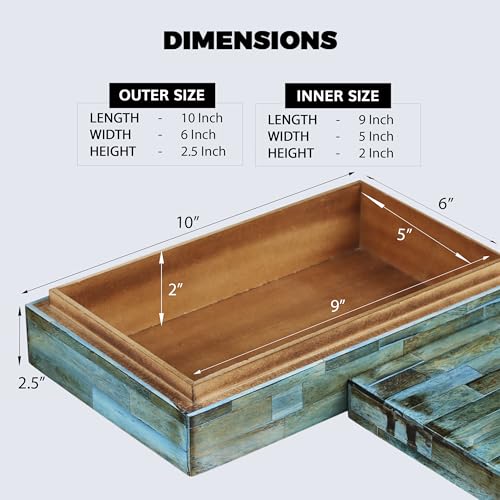 Image of Handicrafts Home Verdigris Collection, Storage Organizer Decorative Box Multipurpose Gift - Verdigris 10x6x2.5