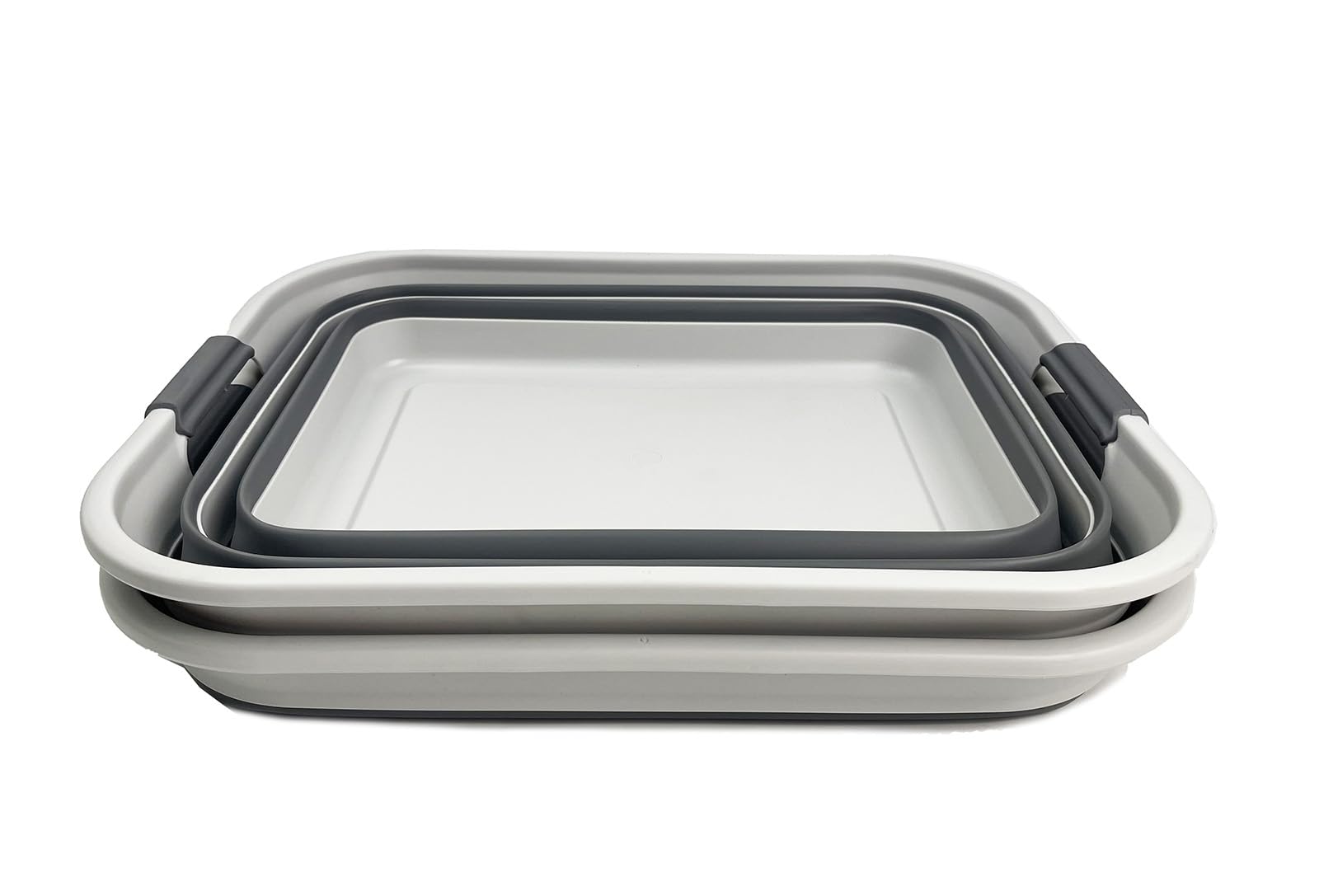 SAMMART Zusammenklappbarer Wäschekorb aus Kunststoff mit Griff/Faltbarer Pop-Up-Aufbewahrungskorb – platzsparende Waschwanne/Aufbewahrungsbedarf (Grey/Steel Grey, 42L (Set of 2))