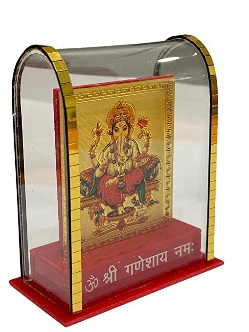 Image of Gold Plated Ganesh Ji Cabinet Showpieces with Clear Finishing for Car Dashboard, Home, Temple & Offices