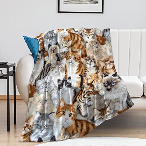 Cat Sofa Throw Blanket Flannel Super Soft Warm Fleece Bedspread Home Decor All Season For Bed Couch Living Room Large 50"X40" In #TOP4