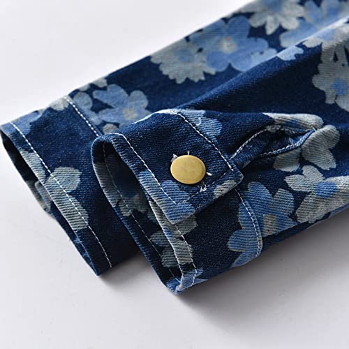 Toddler Boys Girls Windproof Floral Prints Denim Coat Jacket Kids Warm Outerwear Jacket Clothes For Kids Girls4