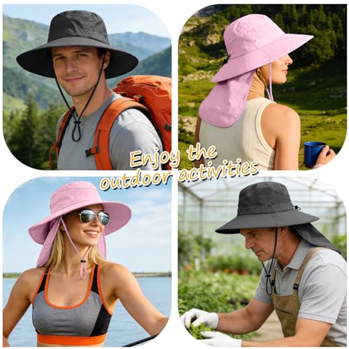 Image of Sun Hats for Men Women, UPF50+ Protection Safari Hat,Wide Brim Fishing Hat with Neck Flap,Bucket Hats for Beach Hiking