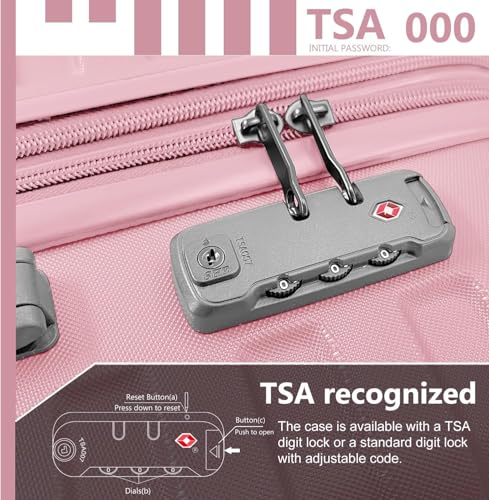 Luggage Sets 6 Piece with Duffel Bags, Hardside Expandable Suitcases with Spinner Wheels TSA Lock, Pink4
