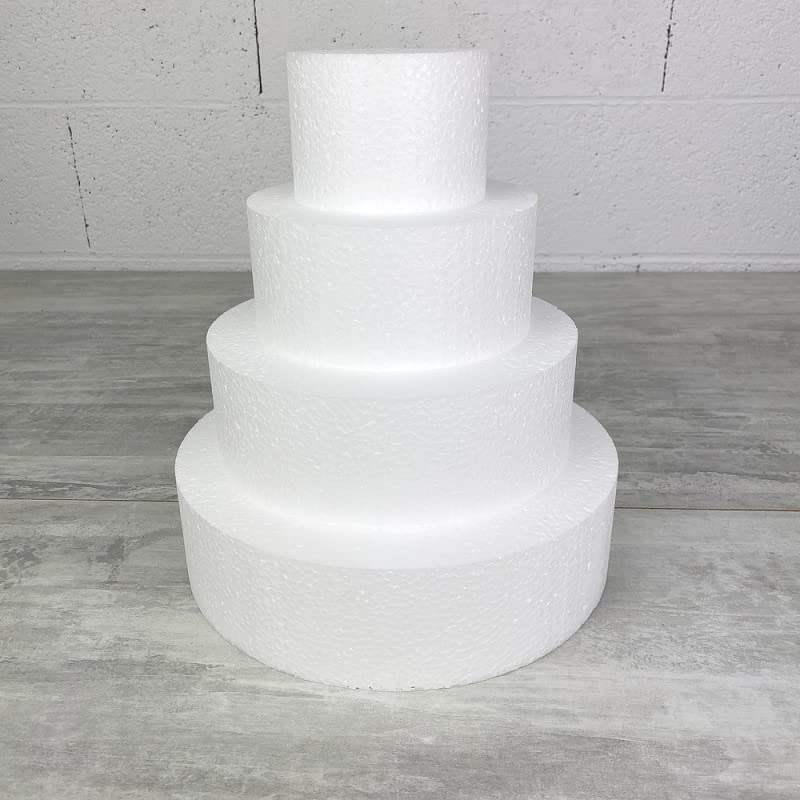 Lealoo Pièce montée en Polystyrène, 28 cm de Haut, Base Ø 25cm à 10cm, 4 étages Wedding Cake Haute densité