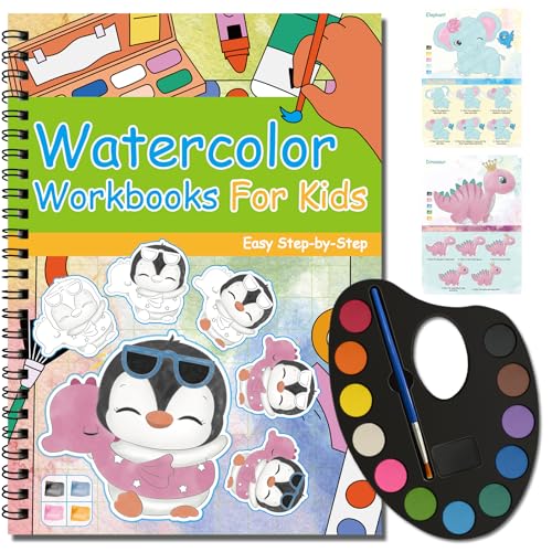 Kalysky Paint with Water Books for Kids Ages 2-4 4-8 Watercolor Coloring Book for Kids Toddlers Watercolor Painting Book Water Color Paint Set for Kindergarten Art Craft Drawing Gift