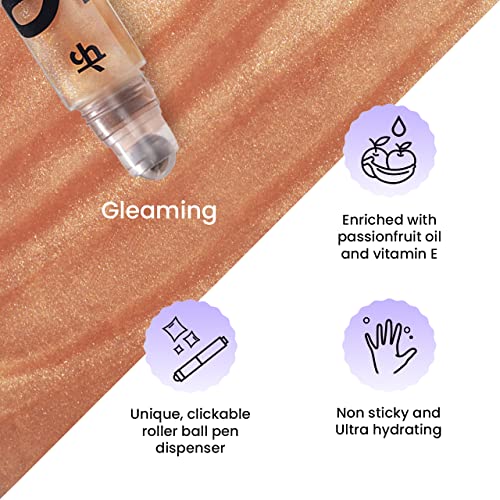 Image of FAE Beauty Glaws Gloss With Clickable Roller Ball Pen | Non-Sticky Hydrating & Moisturising | Vanilla Scented Gloss With Passionfruit Oil & Vit. E For All Skin Tone (Gleaming)