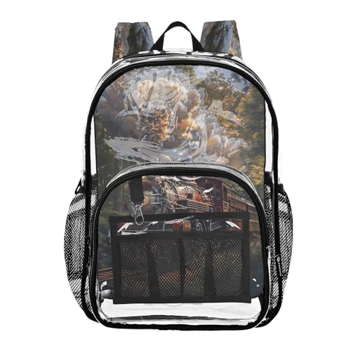 Joitme Mochila escolar vintage Train para niños, mochila para niños, bolsa grande de PVC, Vintage Train-1 1, Talla única, Vintage Train-1