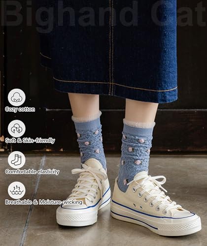 Image of IIG Womens Novelty Cotton Crew Socks Cute Animals Socks Fun Flower Socks (fit women's shoe size 5-9)