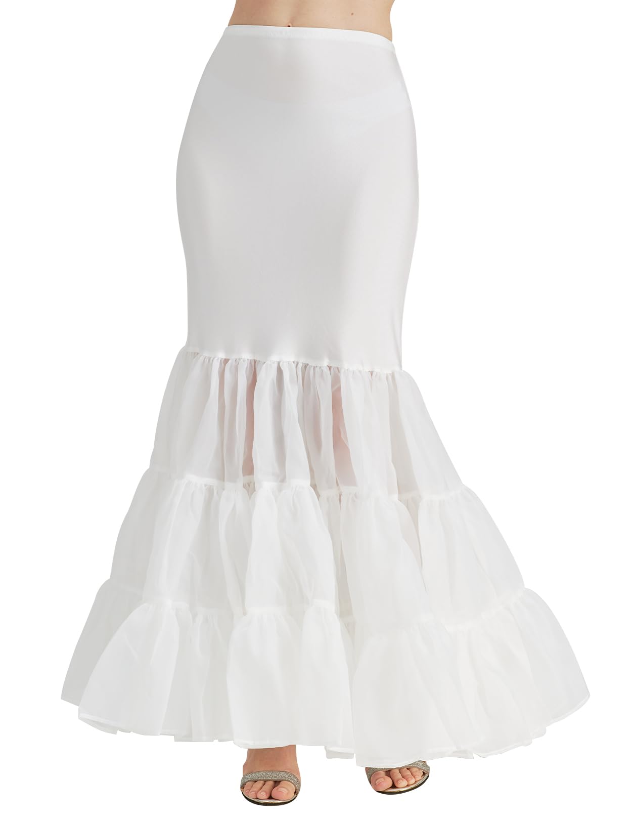 BEAUTELICATE Enagua Cancan para Vestidos Cortos Mujer Trompeta Sirena Falda 2 Aros con Volantes Niveles hasta el Suelo Vestido de Novia Boda