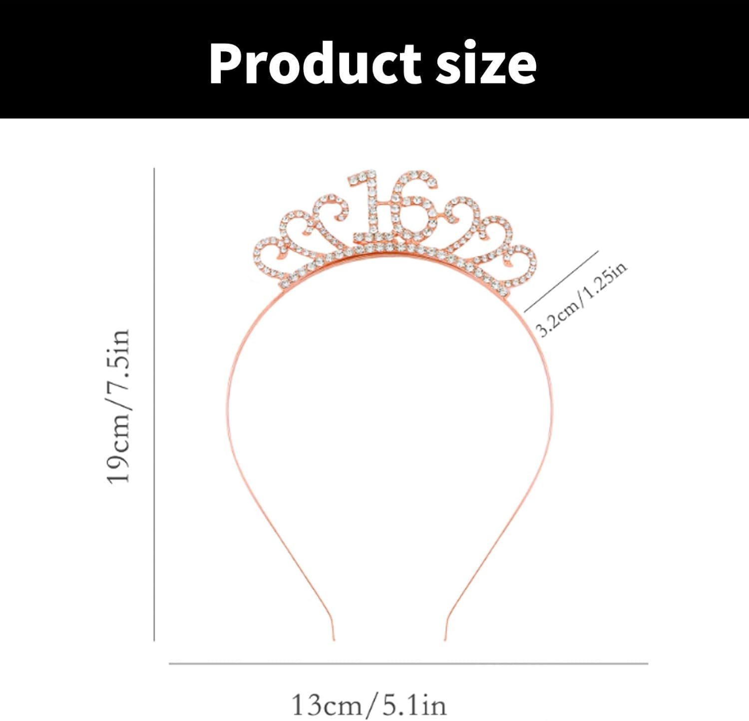 Luxurious Bright 16 Hair Hoop Heavy Duty Birthday Party Elegant Pageant Rhinestones Crystal Birthday Costume Headwear
