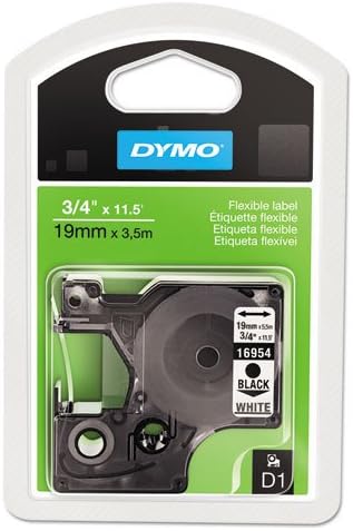 Genuine DYMO 3/4" (18mm) Black on White Flexible D1 Tape for Flagging Cables and Wire for Dymo LabelWriter Duo Label Maker