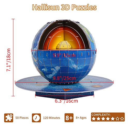 3D Puzzles For Kids Ages 8-10-12-14 Earth Globe Diy Geography Puzzle, Educational Learning Toys 3D Jigsaw World Globe Map Model Kit Teaching Aids Birthday For Boys Girls, 50 Pieces #TOP1