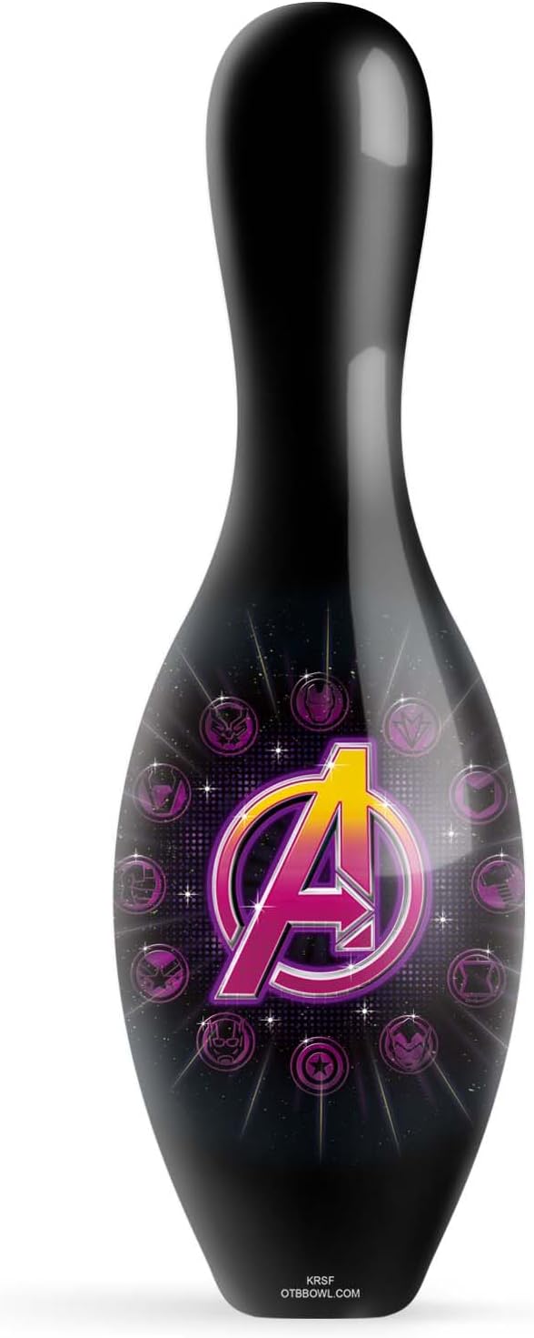 KR Strikeforce Marvel Avengers Logo with Character Icons Official Size and Weight Bowling Pin