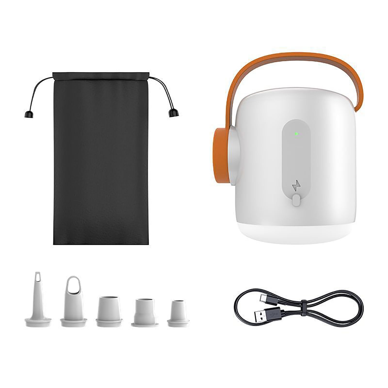 Bomba de aire portátil micro, bomba de aire ultramini de 4 kPa con luz de camping, adecuada para camas flotantes de piscina, anillos de natación y bolsas de almacenamiento al vacío (blanca)