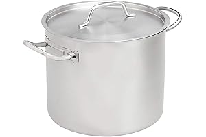 Amazon Basics 12 Quart Stainless Steel Aluminum-Clad Stock Pot with Cover