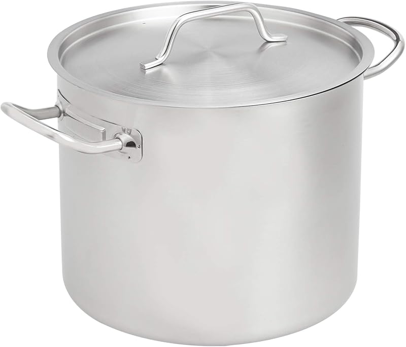 12 Quarts Stainless Steel Aluminum-Clad Stock Pot with Cover, Induction Compatible, Dishwasher Safe, Oven Safe, Even Heating, Soup and Pasta Pot