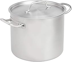 Amazon Basics 12 quarts Stainless Steel Aluminum-Clad Stock Pot with Cover