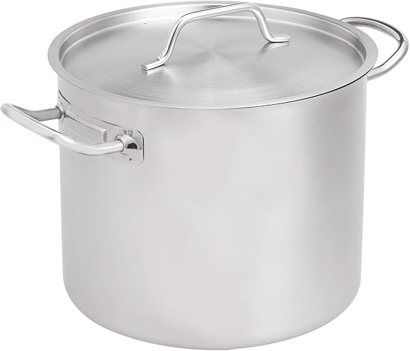 Amazon Basics 12 Quarts Stainless Steel Aluminum-Clad Stock Pot with Cover, Induction Compatible, Dishwasher Safe, Oven Safe, Even Heating, Soup and Pasta Pot