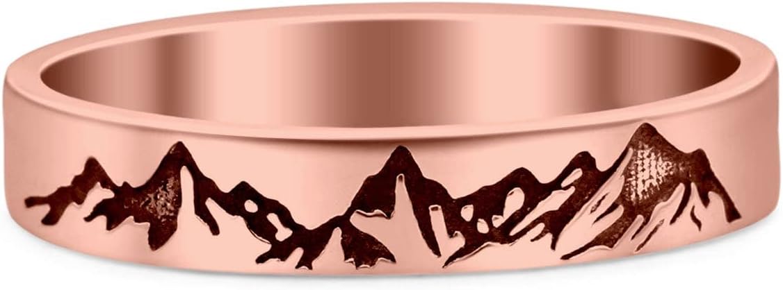 Blue Apple Co. Mountain Ring Oxidized Band Solid 925 Sterling Silver Thumb Ring (3.5mm)