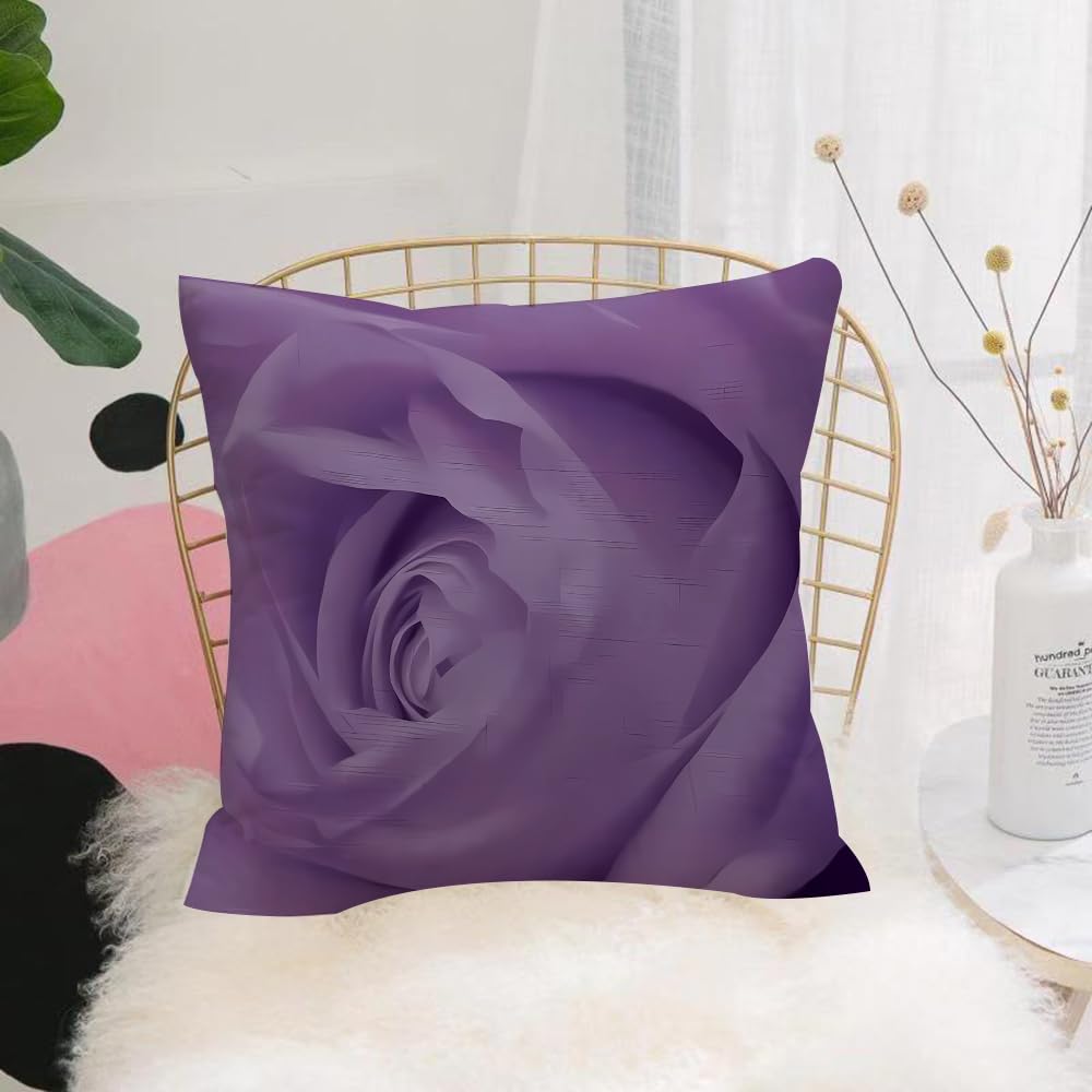 HYMSXW Cushion Cover,Throw Pillow Case Home Decorative for Living Room Bedroom Sofa Chair 20X20 Inch,close up of violet rose petals,Pillowcase 50X50cm