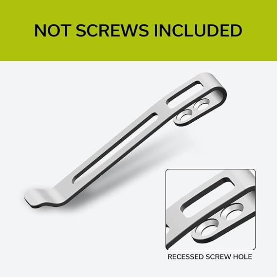 CIVIVI Deep Carry Pocket Clip for Knives,Recessed Screw Hole Design, NO Screws Included CA-05B (Plain)