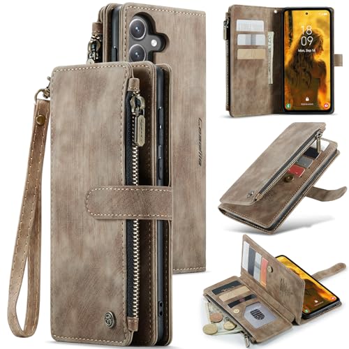 Coque Samsung S23 FE 5G portefeuille en cuir brun avec béquille de support