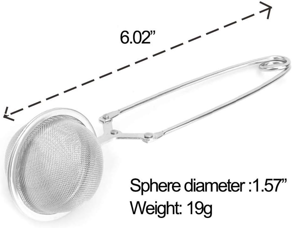 Snap Tea Infuser,Stainless Steel Mesh Ball Tea Strainer with Handle for Loose Tea Leaf Pincer Tea Ball Tea Filter Tong (6-Pcs)