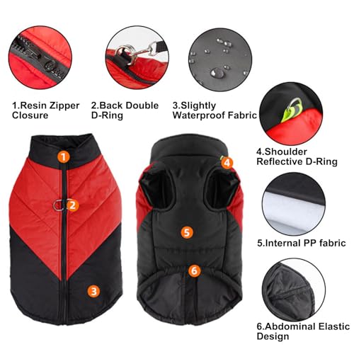 Dog Winter Warm Coat with D-Ring,Slightly Waterproof Pet Color Blocking Jacket Dog Cold Weather Clothing for Small Medium Large Dogs_3XL(Army Green & Khaki) - Image 4
