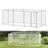 YRHome Perrera rectangular de verano para perros, sin techo, diseño de ventilación grande, jaula para perros, caseta para perros, parque para mascotas, recinto para mascotas, recinto galvanizado con